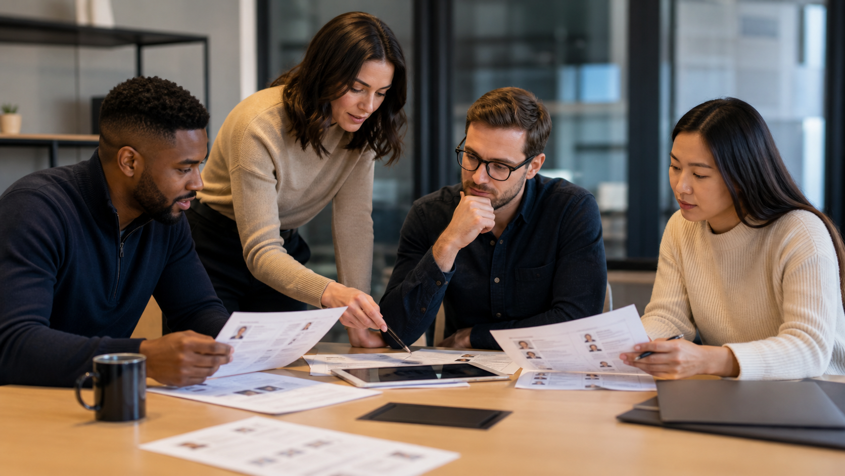 Recruiting operators reviewing sales candidate fit and shortlist notes